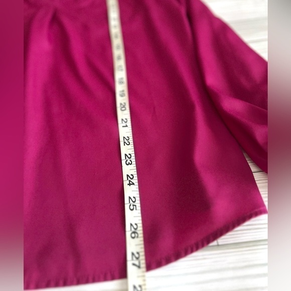 WILLI SMITH Women's V-Neck Fuchsia Long Sleeve Career Blouse Medium Relaxed Fit - Picture 11 of 12